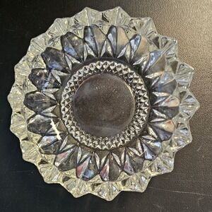 KIG Indonesia Clear Pressed Glass Sawtooth Rim Diamond Point Bowl 6.25 inch